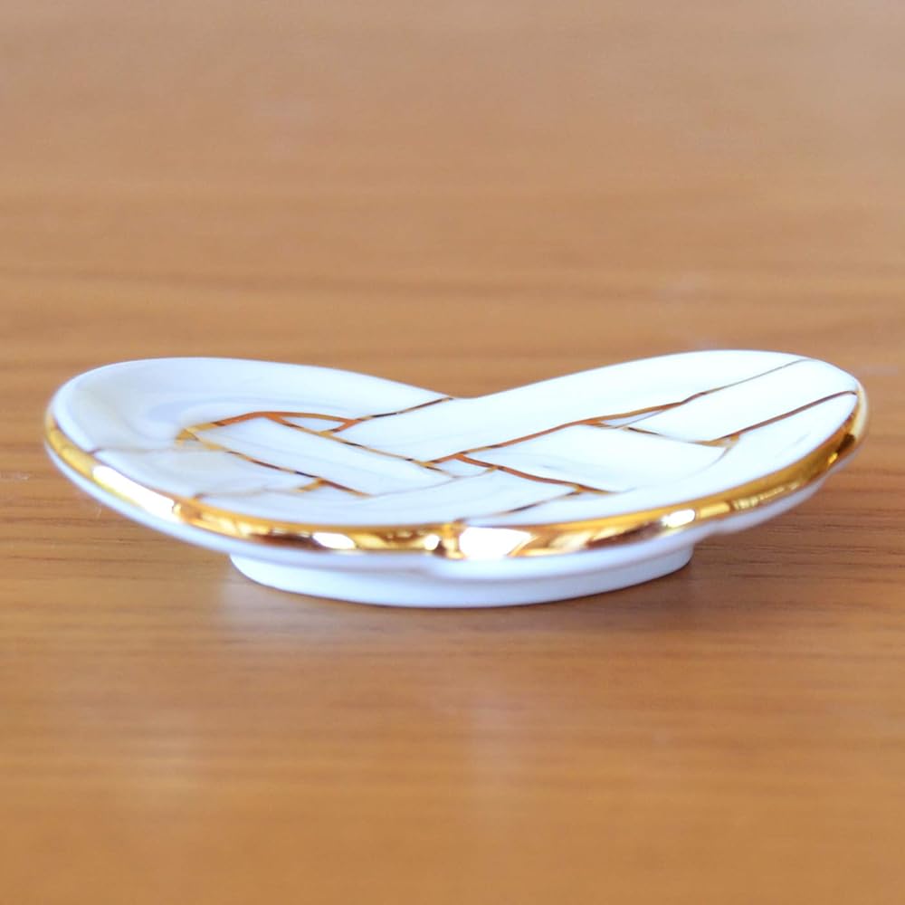 Chopstick rest set of 5 New Year fashionable cute Arita ware celebratory knot gold