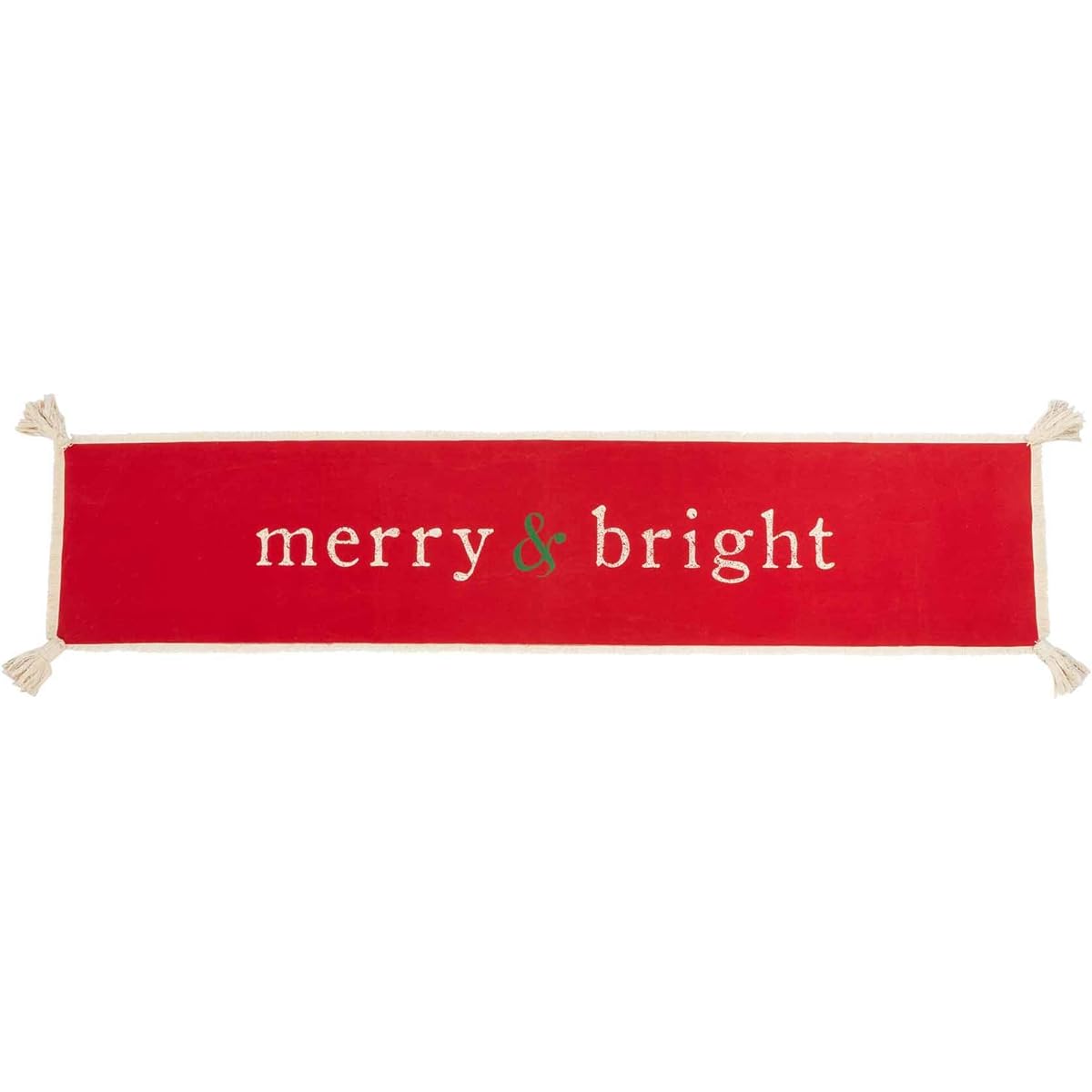Mud Pie Reversible Holiday Table Runner 17" x 80", Red and Beige