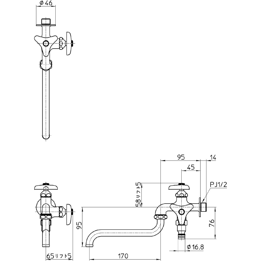 SANEI Two-mouth universal faucet for watering, Nominal size 13, One-touch connection to a watering hose with a joint sold separately E106V-13 Silver