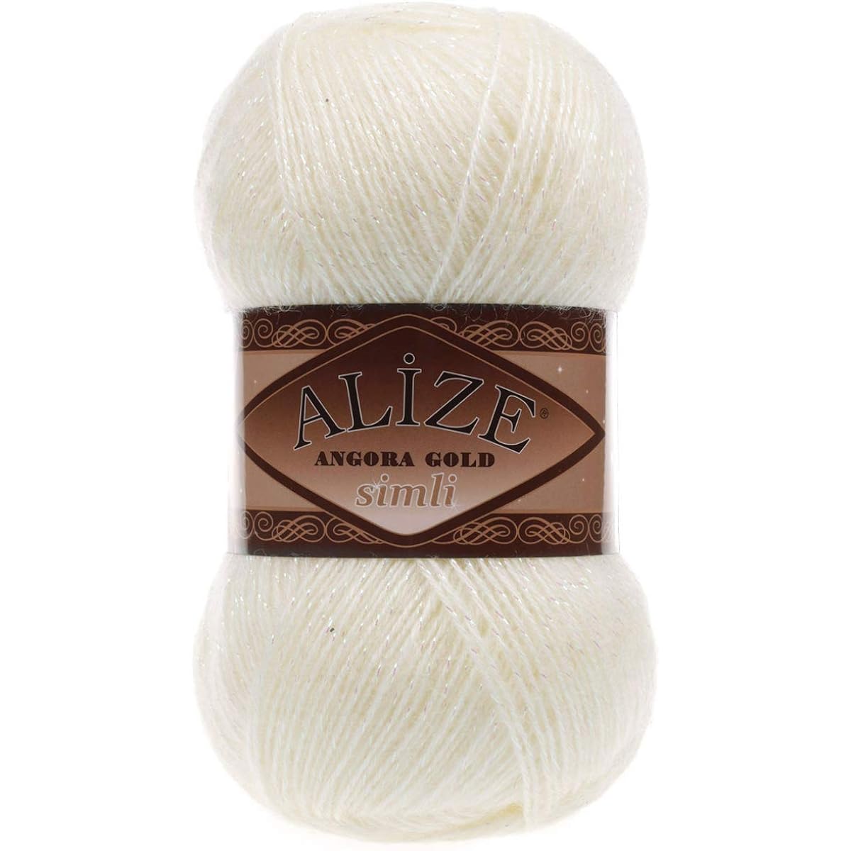 Alize Angora Gold Simli 5% Metallic - 20% Wool - 75% Acrylic 4 Skin Yarn Crochet Lace Hand Knit Turkish Yarn 400g 2196 Yards Color Angora Gold Simli