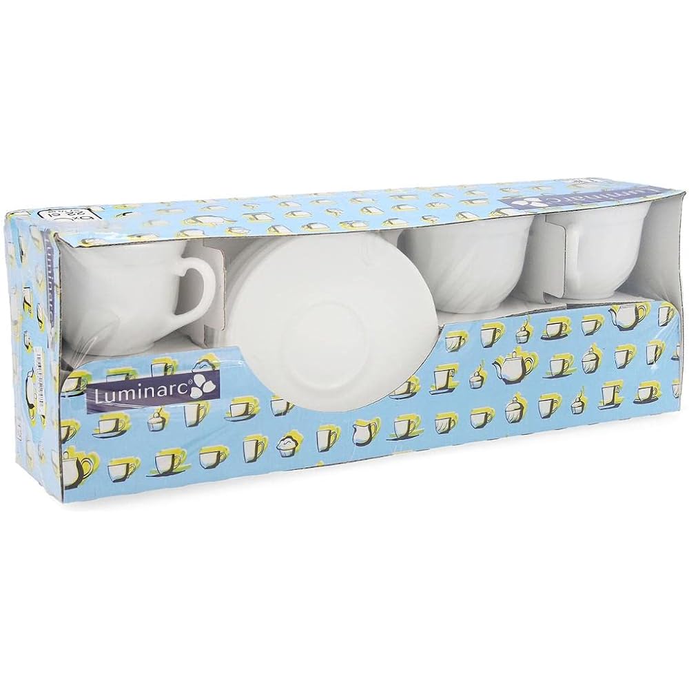 ALC International Trianon Cup & Saucer E8845(51947) Fully Physically Tempered Glass (Opal Glass) France (6 Pieces) RKT36