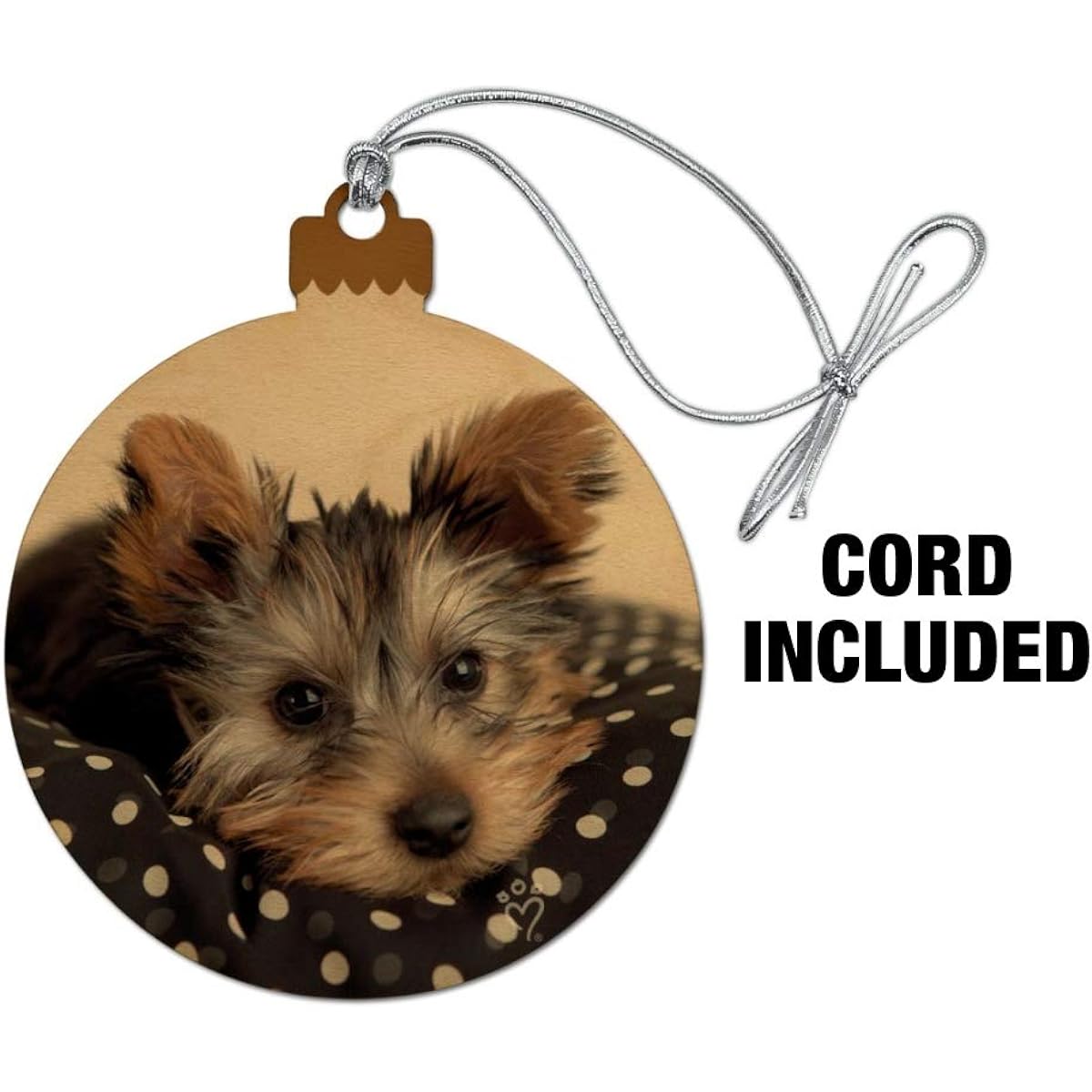 Spotted Cushion Yorkie Yorkshire Terrier Puppy Dog Wood Christmas Tree Holiday Ornament