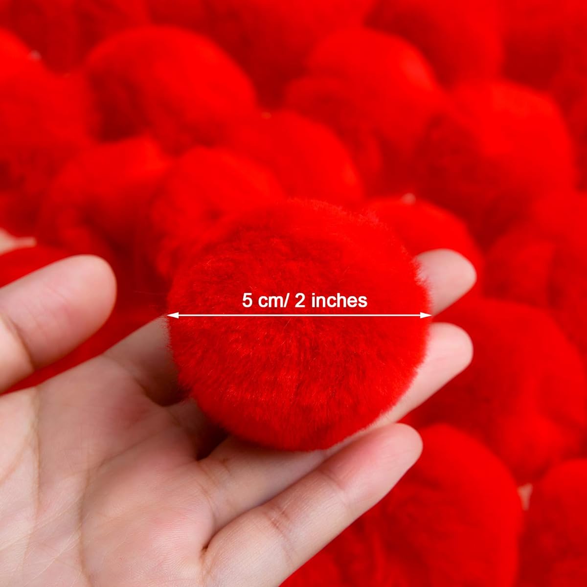 Red Pom Poms Christmas Faux Fur Pom Pom Balls Acrylic Large Red Pom Pom Crafts Holiday Pom Pom Balls Fluffy Plush Pompoms for DIY Christmas Costume Supplies Party Decorations 2 Inch(80 Pieces)