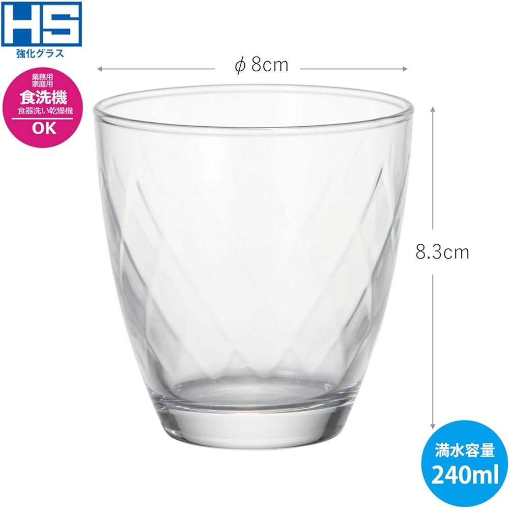 Toyo Sasaki Glass Free Glass Lumiere Made in Japan 72 Set (Sold in Case) Dishwasher Safe 240ml B-35103HS-JAN-P