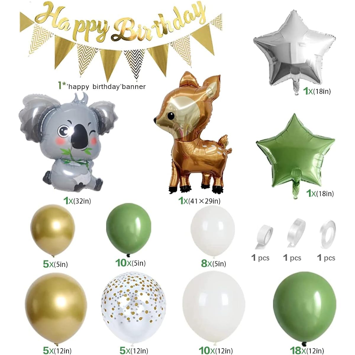 TOBENUB Birthday Decorations for Kids Boys, Jungle Birthday Party Decorations Supplies Set, Happy Banner Foil Balloons, Jungle Theme Birthday Party Decorations, 1st 2nd 3rd 6th 8th for Boys
