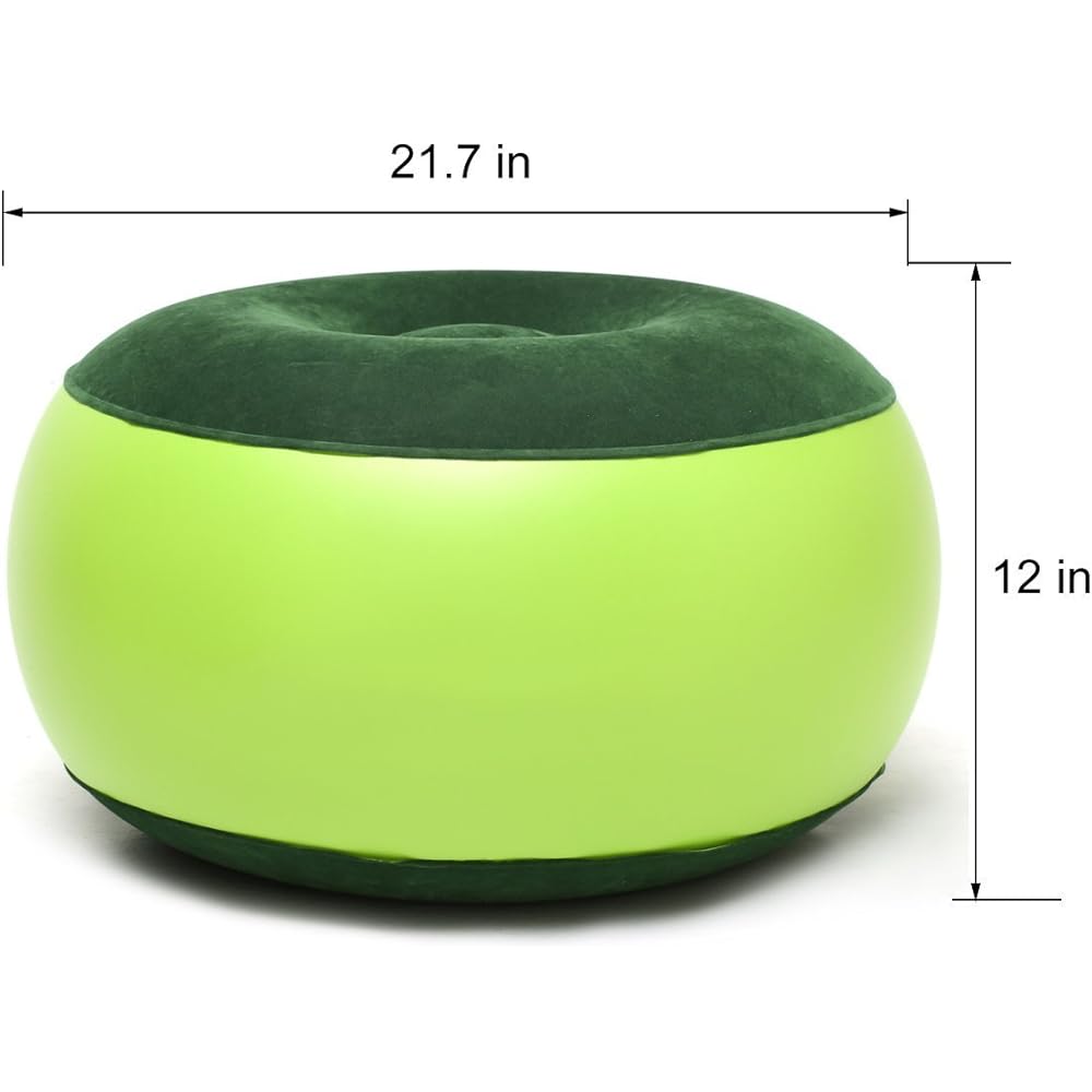 DonkeyEmma Air Chair Durable Balance Portable Outdoor Camping Chair Inflatable Stool Footrest Cushion Home Office Yoga (Green)