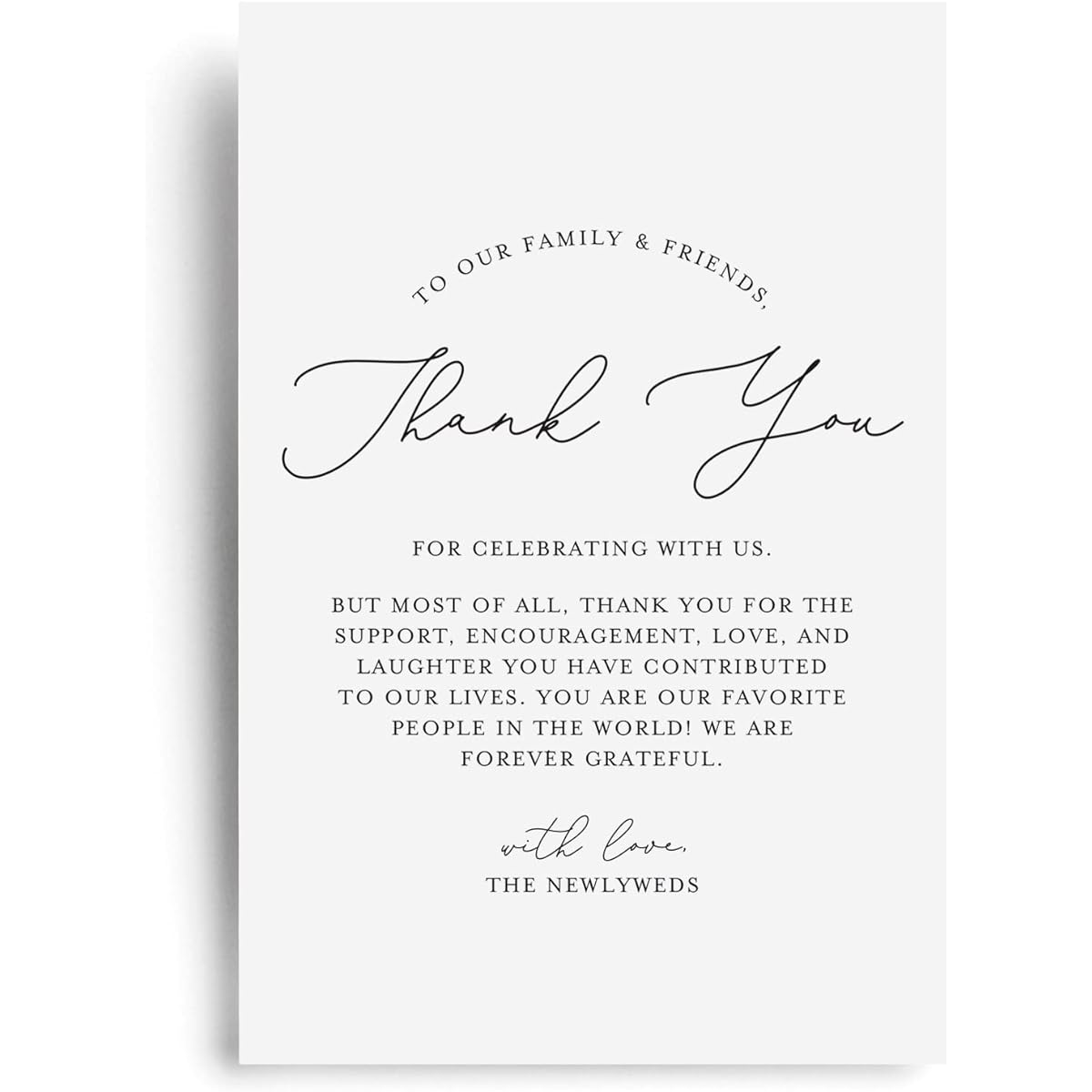 Bliss Collections Thank You Place Setting Modern Calligraphy Table Place Cards for Wedding Reception Rehearsal Dinner Party Event Celebration 4"x6" (50 Cards)