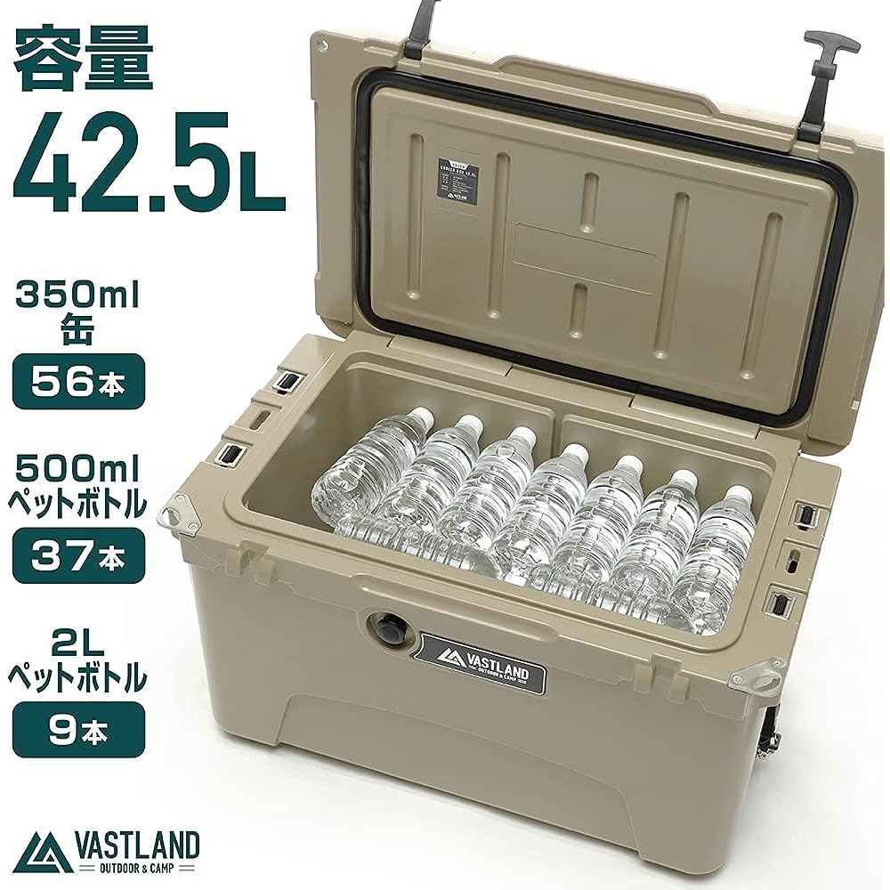 VASTLAND Tough Cooler Box T-shaped Hook Type Roto Mold Manufacturing Drain Stopper Bottle Opener Included