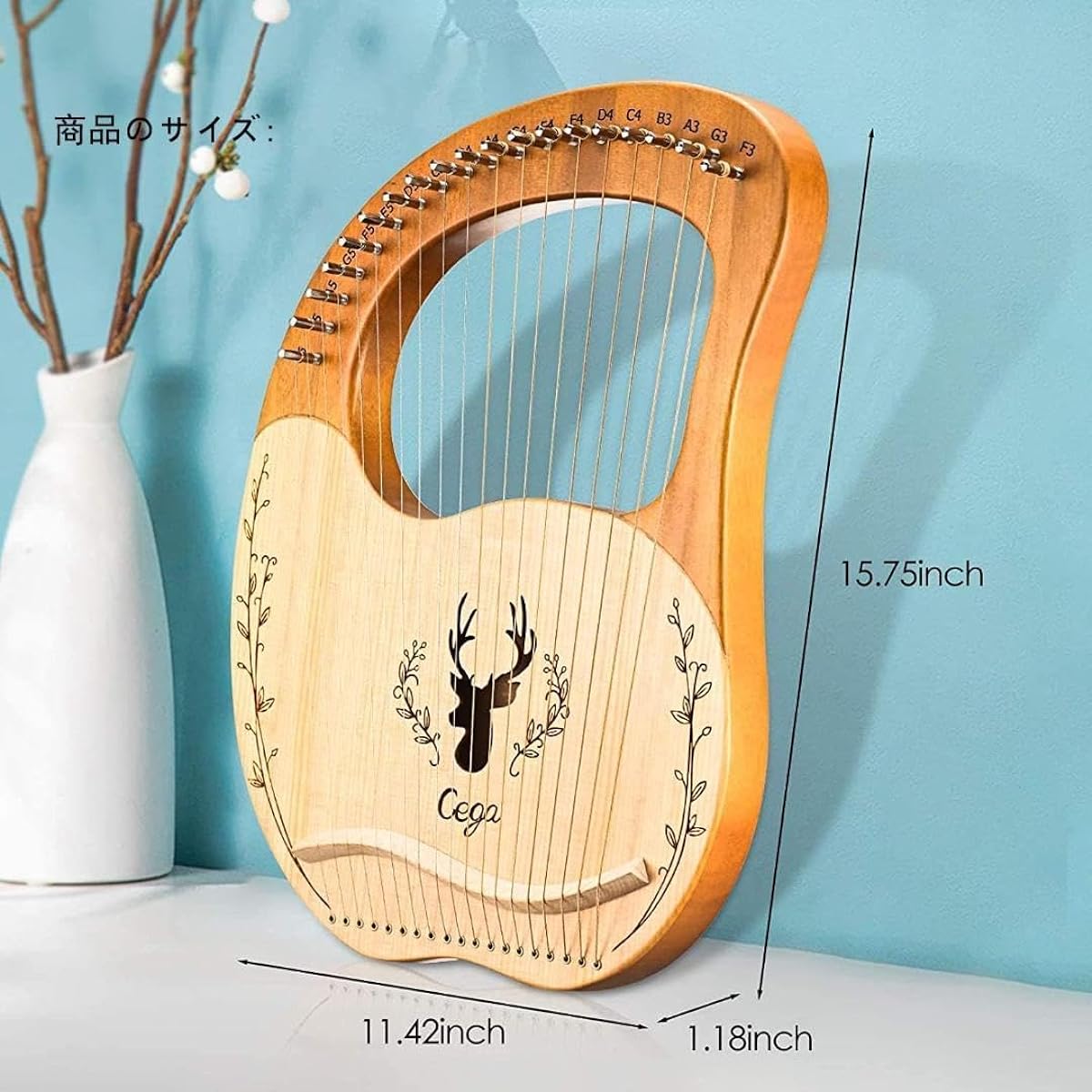 Lyre Harp Metal String 19 String Wooden Lyre Harp