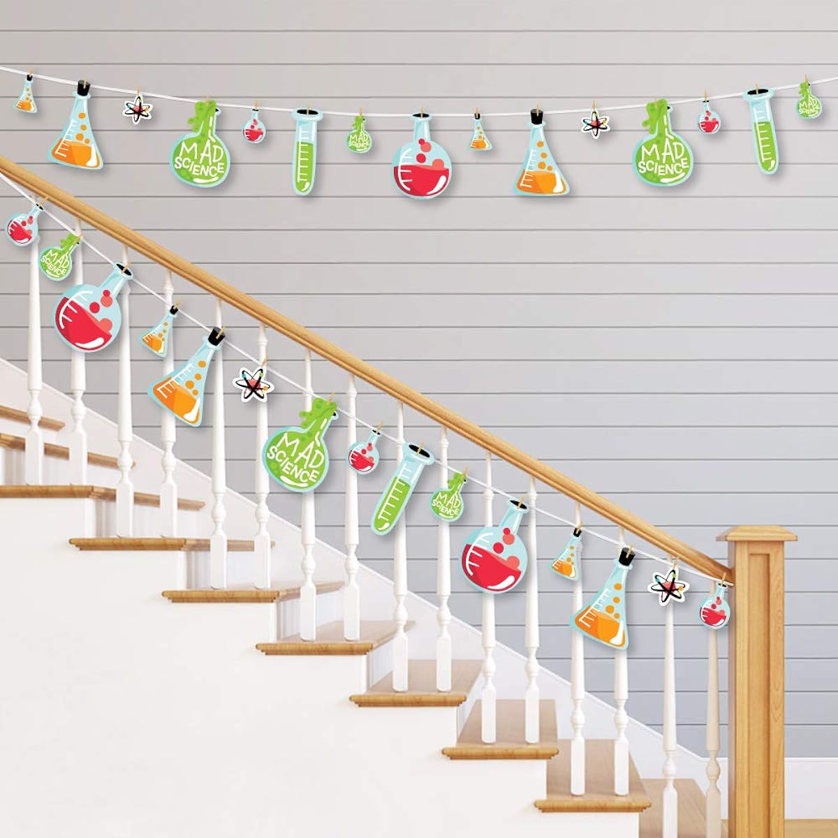 Big Dot of Happiness Scientist Lab – Mad Science Baby Shower or Birthday Party DIY Decorations – Clothespin Garland Banner – 44 Pieces