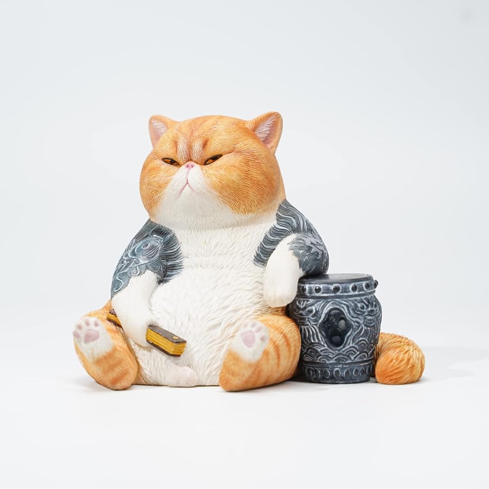JXK Tattoo Cat Statue, Yellow, dignified atmosphere, exquisite details, handmade, good luck, gift for friends