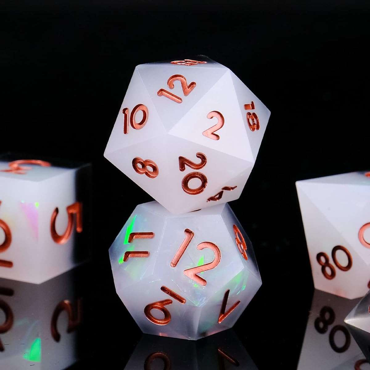 Cttasty Dice Set Resin Sharp Edge DND Dice Set Handmade 7 Piece Polyhedral Dice Set DND RPG MTG Role Playing Game Dice Set D&D Dice Gift Case Included DND Dungeons and Dragon Dice (Justice Message)