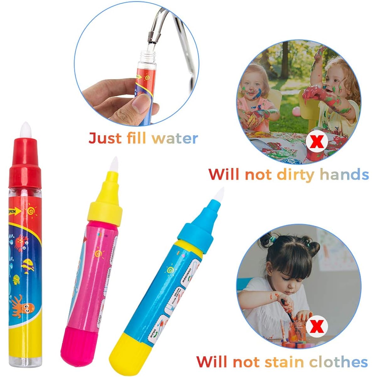 wonuu Water Dollar Pen Aquadoodle Pen Magic Replacement Water Pen for Doodle Mat Water Book Aquadoodle Pens