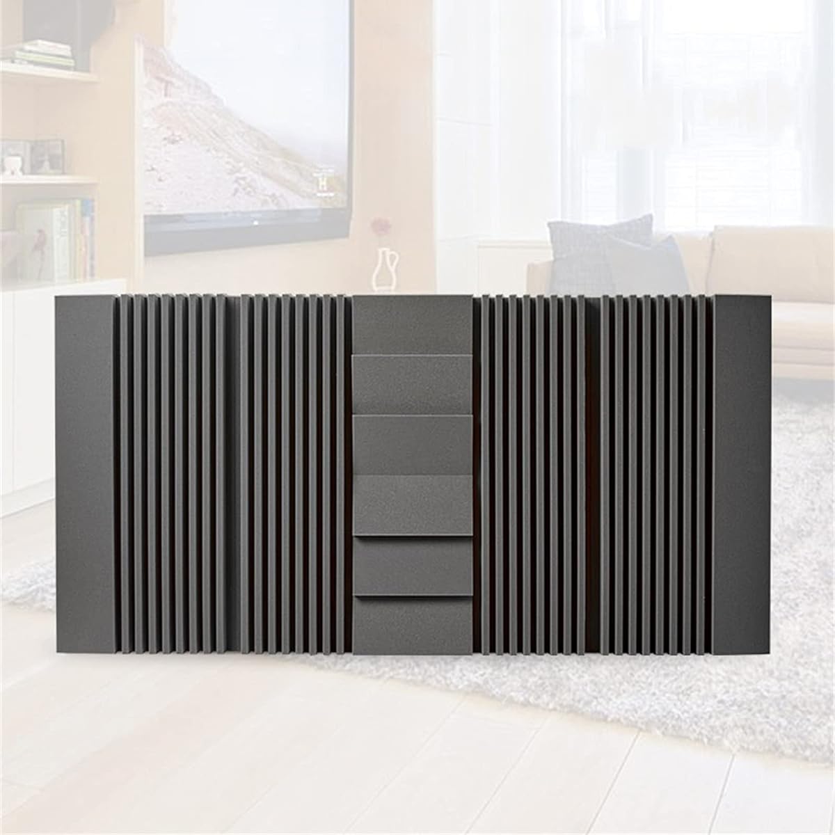 Anti-Noise Studio Foam Wall Panel Tiles, Acoustic Foam Panel Tile Wedges, Corner Foam Panels for Studio KTV Soundproofing (Black 180*90*7.5CM) (Grey 180*90*7.5CM)