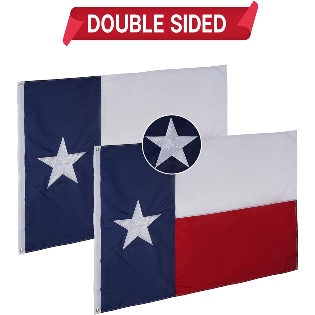 Homissor Texas State Flag TX State Flag Embroidered Stars Double Sided