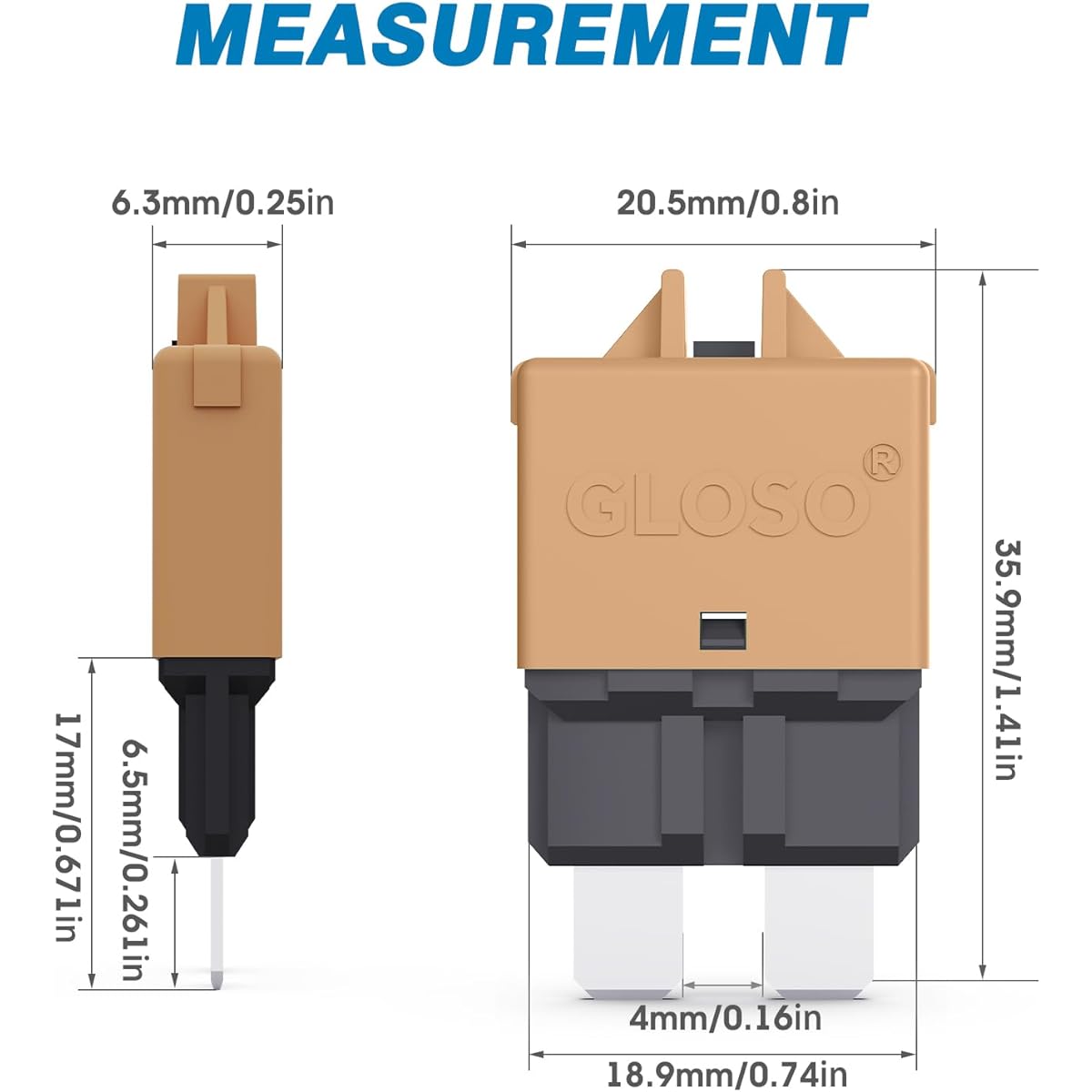 GLOSO E39 Manual (T3) Reset Low Profile ATC/ATO Circuit Breakers (3A - 1 Pack)