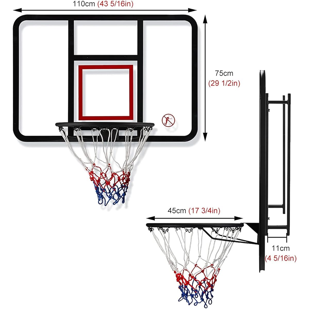 Basketball Stand, Basketball Hoop, Indoor Outdoor Basketball Goal, Wall Mounted, Durable, Portable, Basketball Goal, Easy to Install, Training Aid