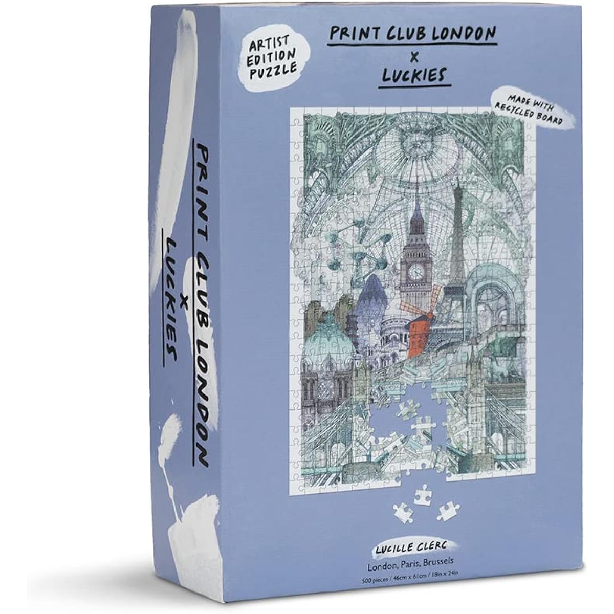Luckies of London Jigsaw Puzzle for Adults 500 Piece London Paris Brussels Puzzle Board Game Wall Art & Home Decoration Includes Puzzle Box & Case Poster & Print Gift