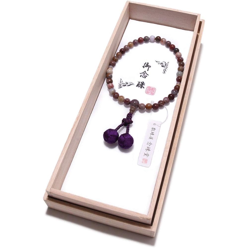Prayer beads made in Japan <Made in Japan Prayer beads for women> High quality natural stone Pink Indian agate Pure silk tassel Comes with a prayer bead bag Handmade Prayer beads Can be used by all sects Domestic recitation [Long-established prayer beads