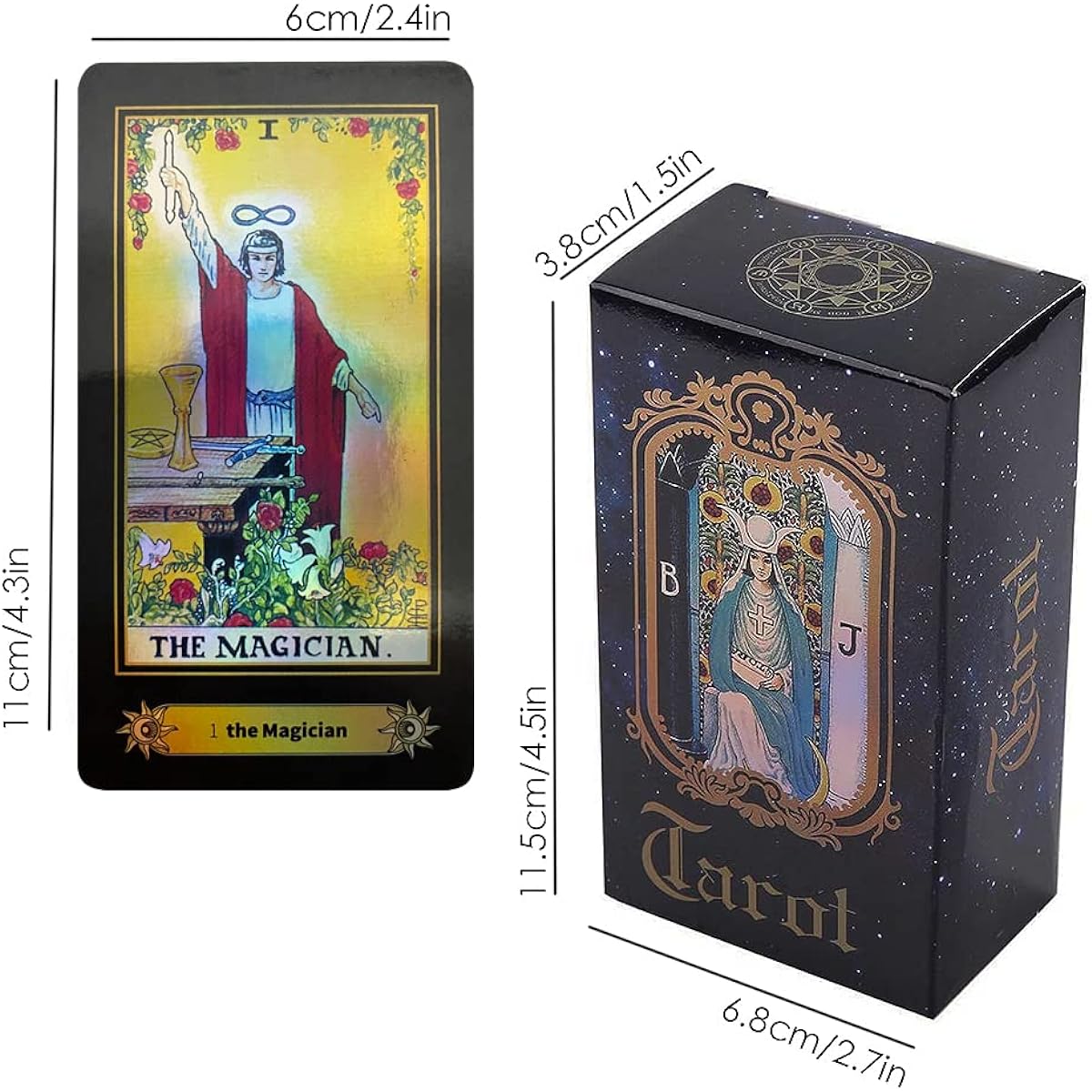 VOVOH Tarot Cards Holographic Tarot Deck for Beginners 78 Classic Tarot Cards Laser Surface with Guidebook Meaningful Tarot Cards (English Version)