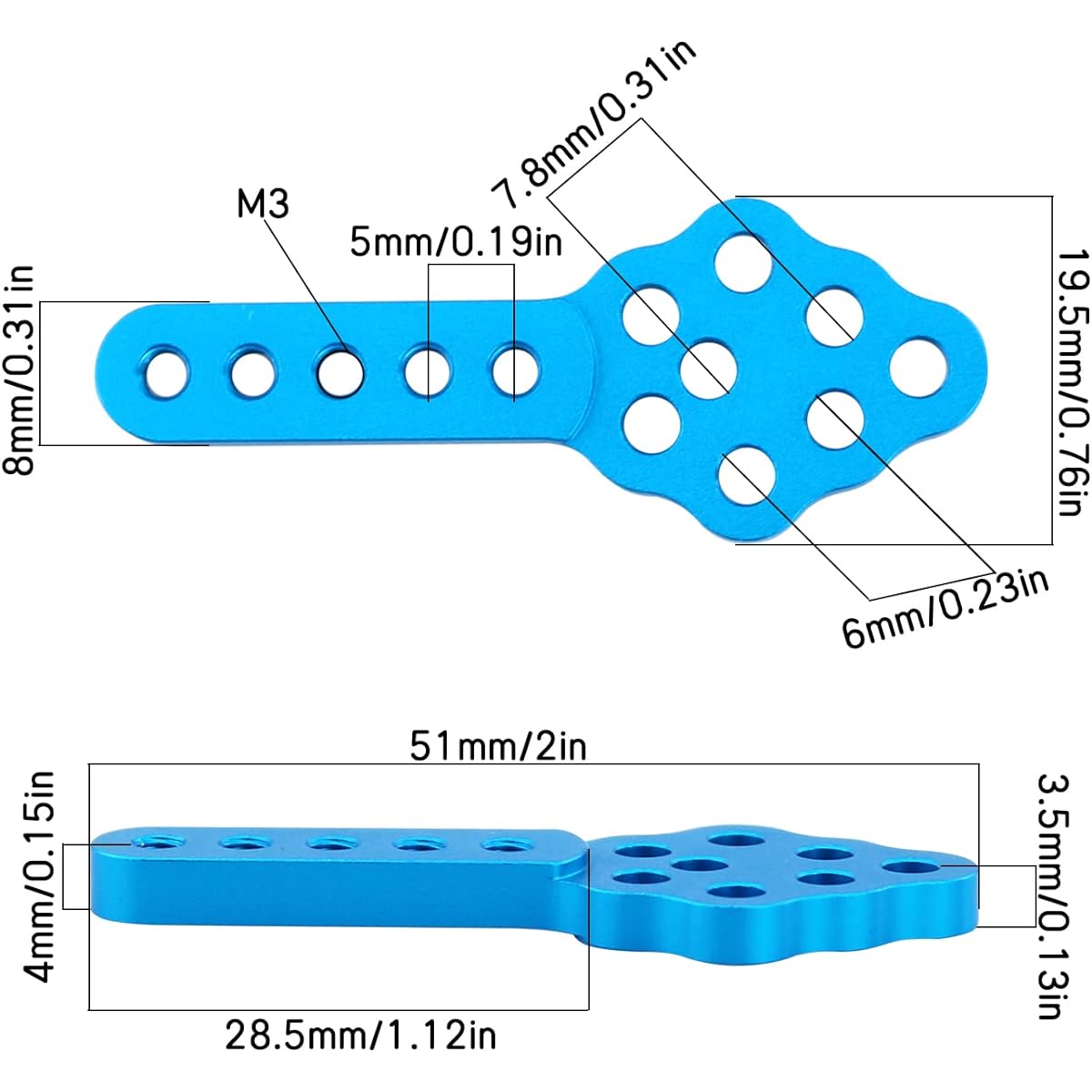 HYBDX Rc Aluminum Metal Shock Bracket Height Adjustment Angle Bracket for RC Vehicle Off-road Ability and Stability 1/10 RC Crawler Axial SCX10 90046 90047 D90 D110 Upgrade Parts (Blue 2pcs)