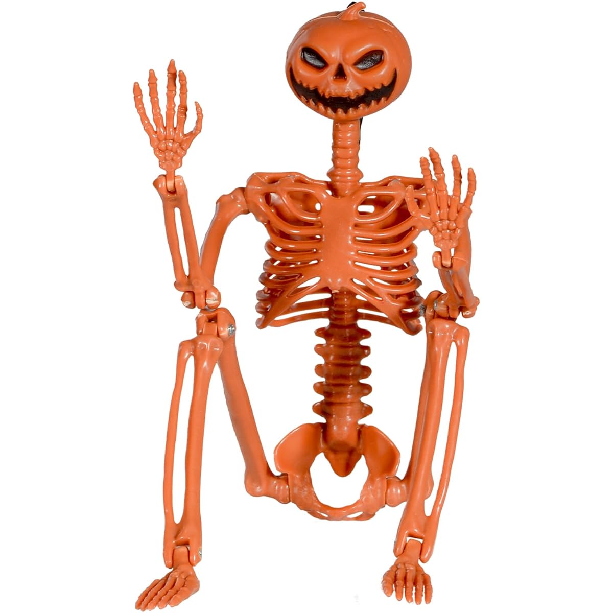 XONOR Halloween Poseable Skeleton, Halloween Pumpkin Head Full Body Skeleton with Movable Joints for Haunted House Props Decoration 1pc