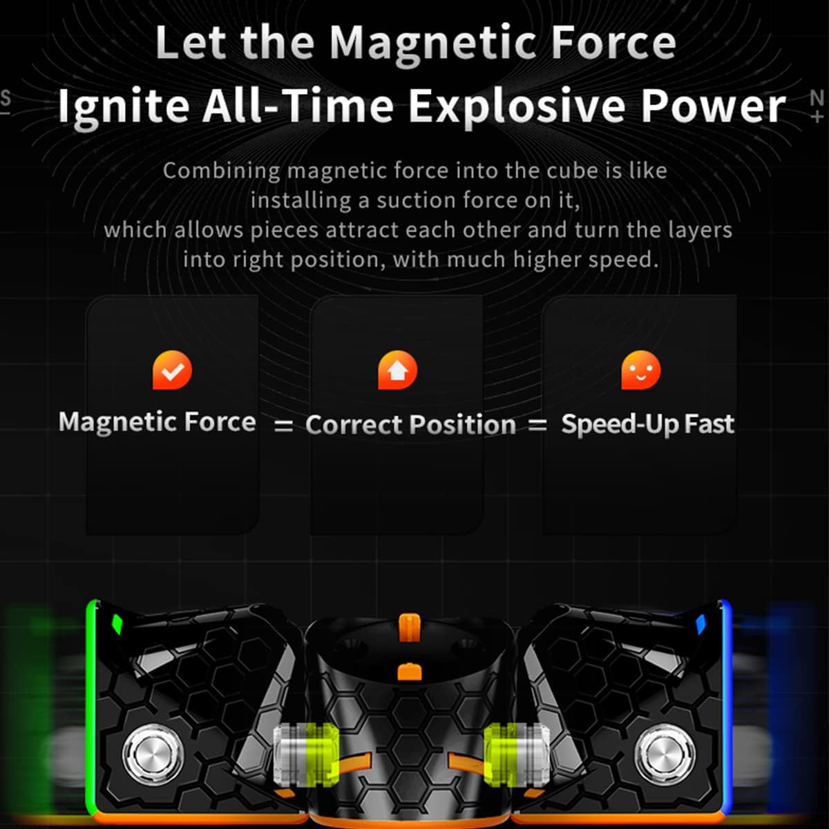 HELLOCUBE GAN 356 M 3x3 Magic Speed Cube Stickerless 3x3x3 Magnetic Cube Gun 356M Standard Version with GES
