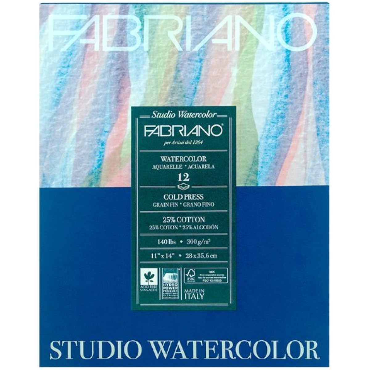 Studio Watercolor Paper 12 Sheet Pad Size: 11" H x 14" W