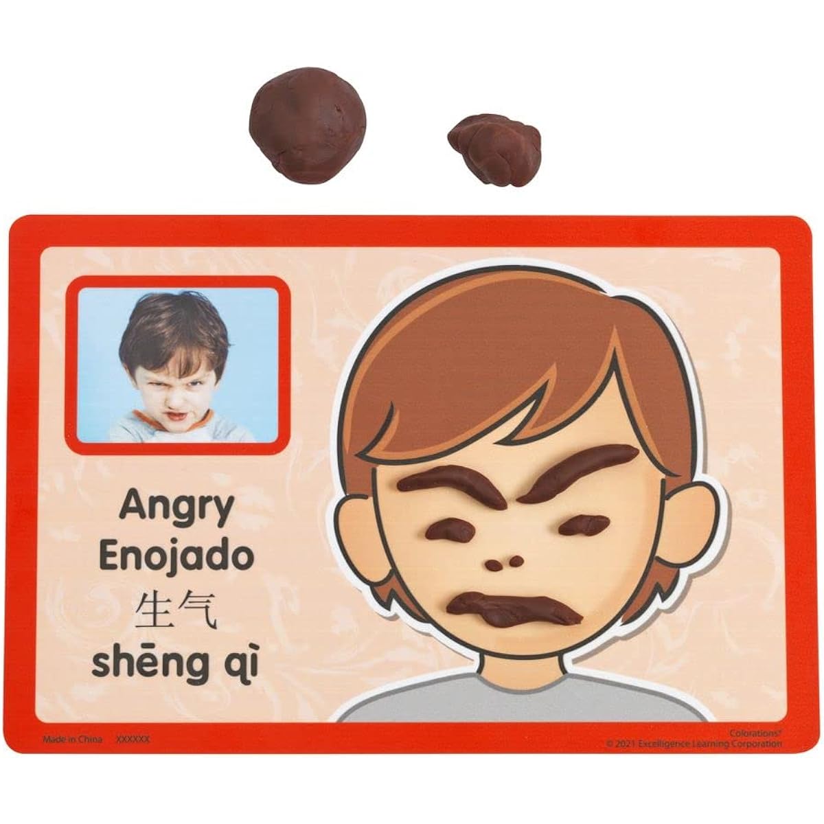 Colorations Emotions Modeling Mats, Set of 12 Thick Laminated Paper 9" x 6" Real Life Photos of Children Expressing Emotions