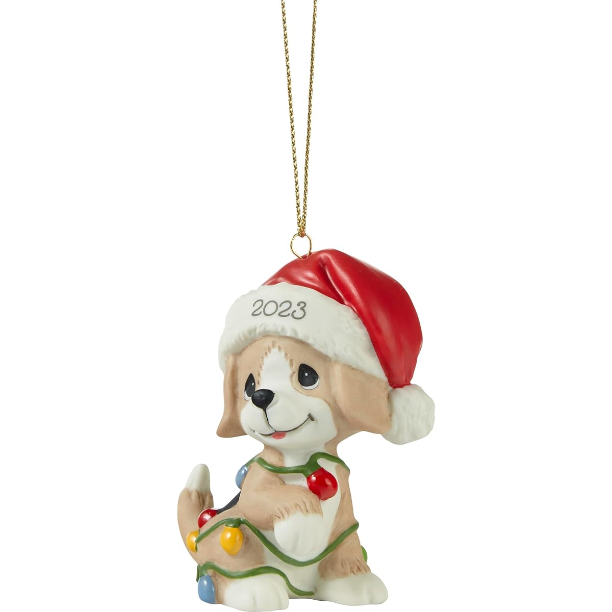 Precious Moments Puppy Ornament | Tangled Christmas Fun 2023 | Dog Bisque Porcelain Ornament with Date | Holiday Decorations & Gifts | Hand Painted