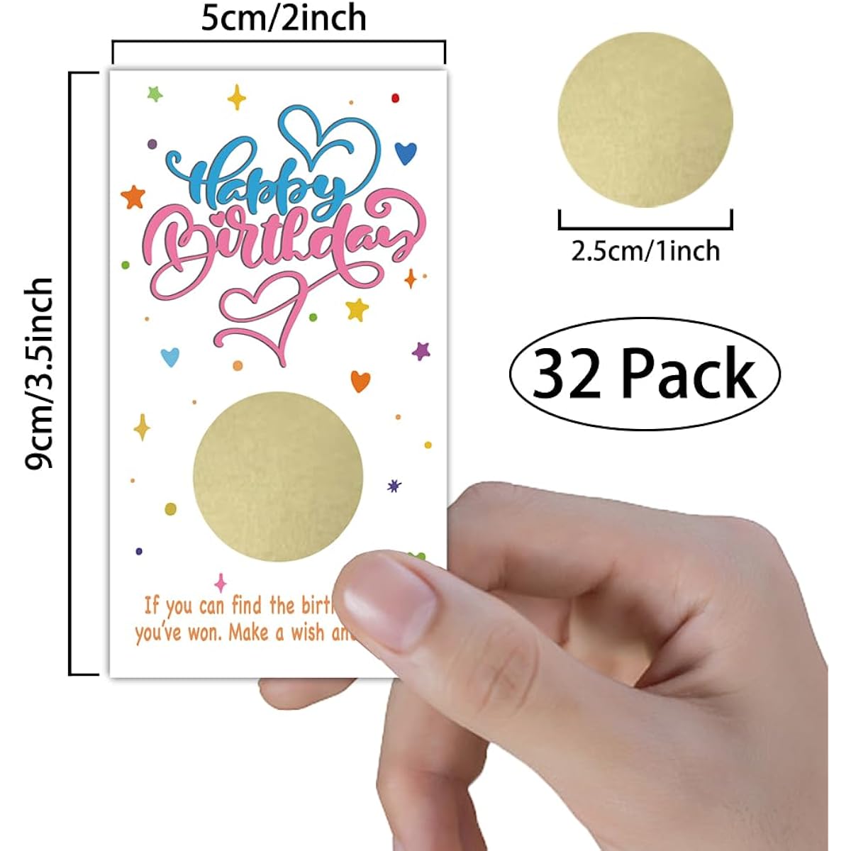153REWIDPARTY Colorful Birthday Party Scratch Off Game Cards (32 Pieces) Happy Birthday Scratch Off Tickets Christmas Holiday Special Event Raffle Tickets Funny Birthday Game Supplies for Kids Teens Adults