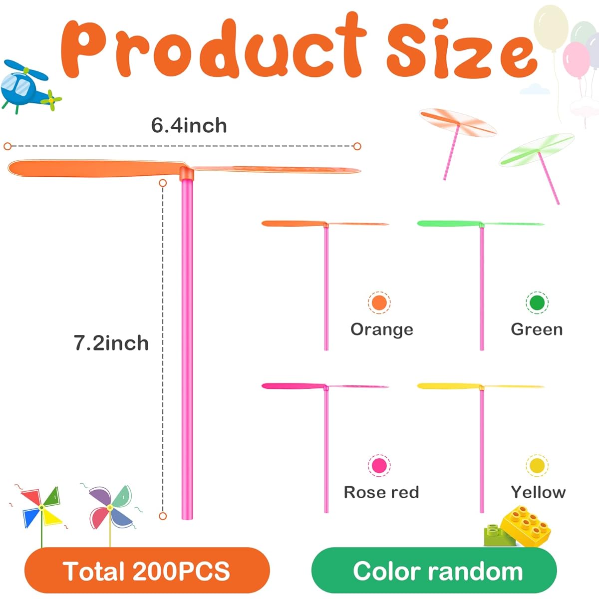 200pcs Hand Helicopter Flying Helicopter Toy Hand Lube Flying Toy Plastic Fly Spinner Toy Spincopter Hand Toy Plastic Dragonfly Toy Hand Lube Plastic Propeller Outdoor Flying Party Gift Colorful