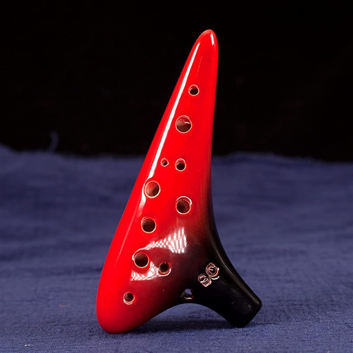 12 Hole Ocarina Red Black Glaze 12 Hole Ocarina Treble C Key Playing Wind Instrument Ocarina Musical Instrument