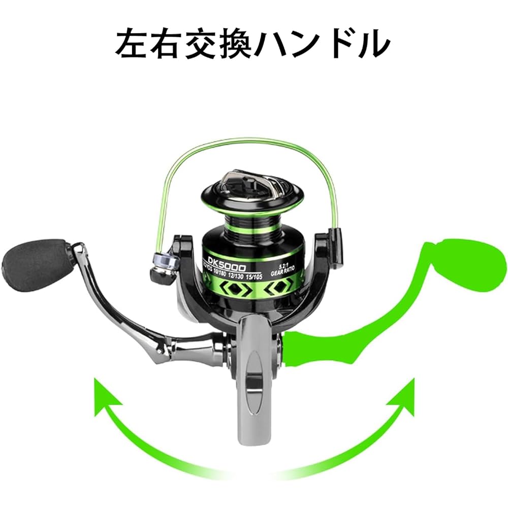 Mulanimo Spinning Reel, Left and Right Interchangeable Handles, Lightweight, For Long Throwing, Hole Fishing, Freshwater Fishing, Sea Fishing, Aging Reel 2000 3000 4000 5000 Surf Sea Bass Sakura Trout Light Jigging Rock Fish