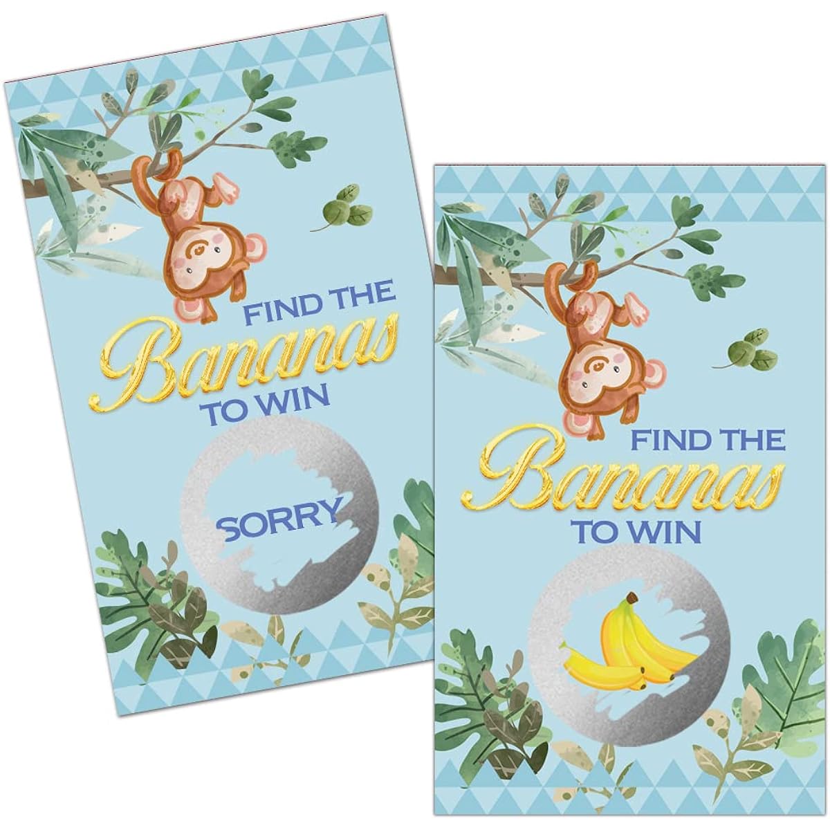 Haizct 50 Pack Woodland Animals Baby Shower Games Scratch Off Cards Baby Shower Baby Shower Activity Ideas (Monkey Banana)