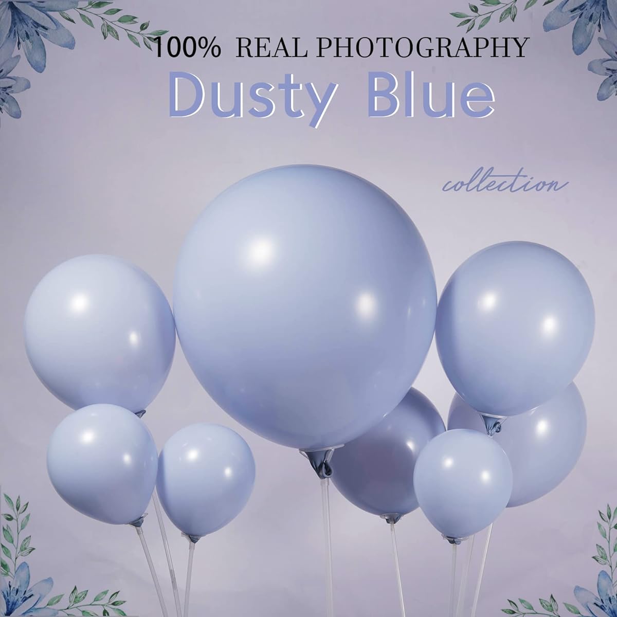 Blue Color Balloons Size 105 for Wedding Birthday Baby Shower Party (Dusty Blue)