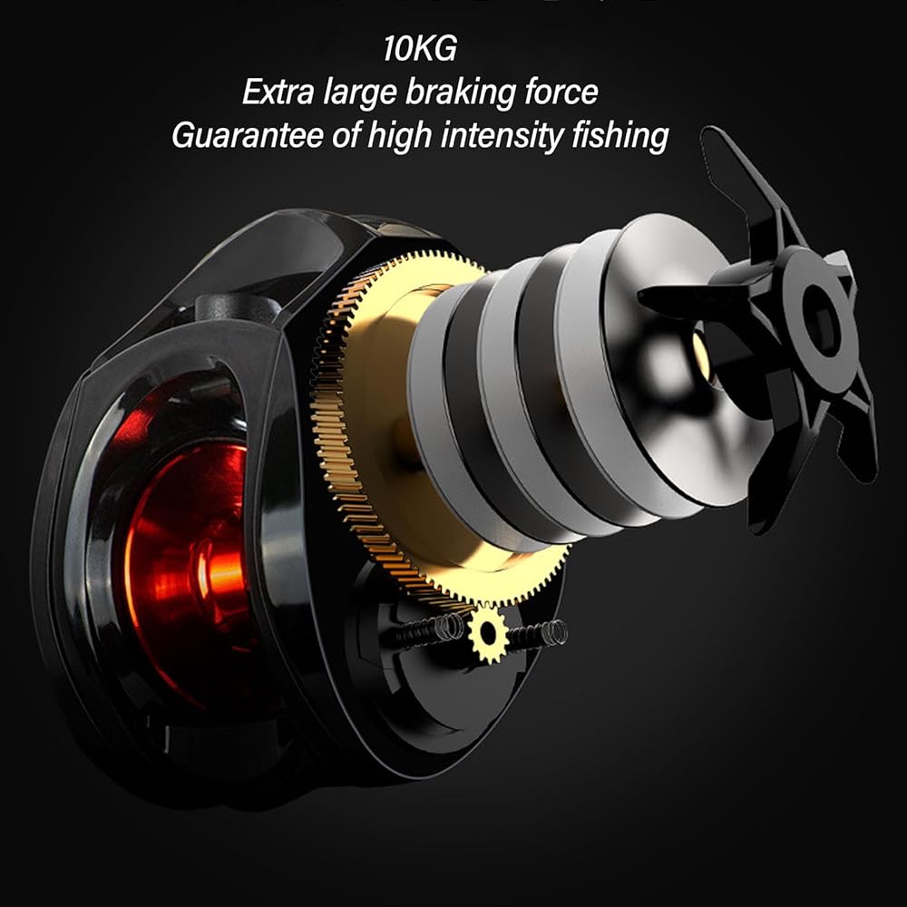 Fishing Bait Casting Reel Long Casting Reel 7.2:1 High Speed Gear Ratio 10kg Load Capacity Anti Burst Line Metal Right Hand Fishing Reel for Saltwater Fishing
