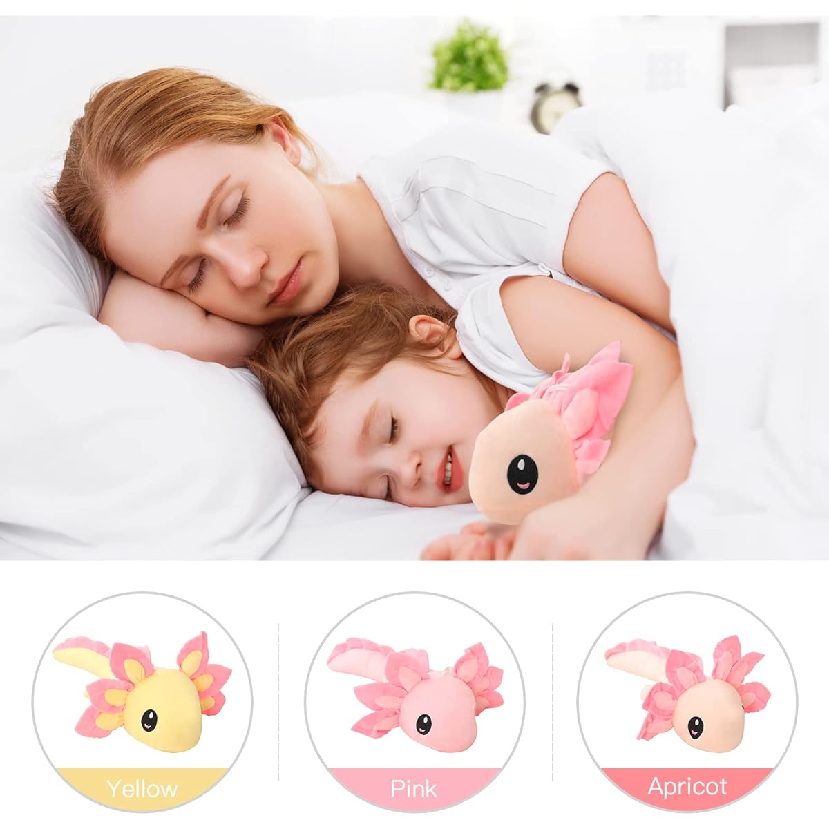 funnykitten 1pc Kawaii Axolotl Plush Toy Soft Stuffed Animal Pillow Doll Cute Soft Axolotl Gift for Boys Girls (Apricot)