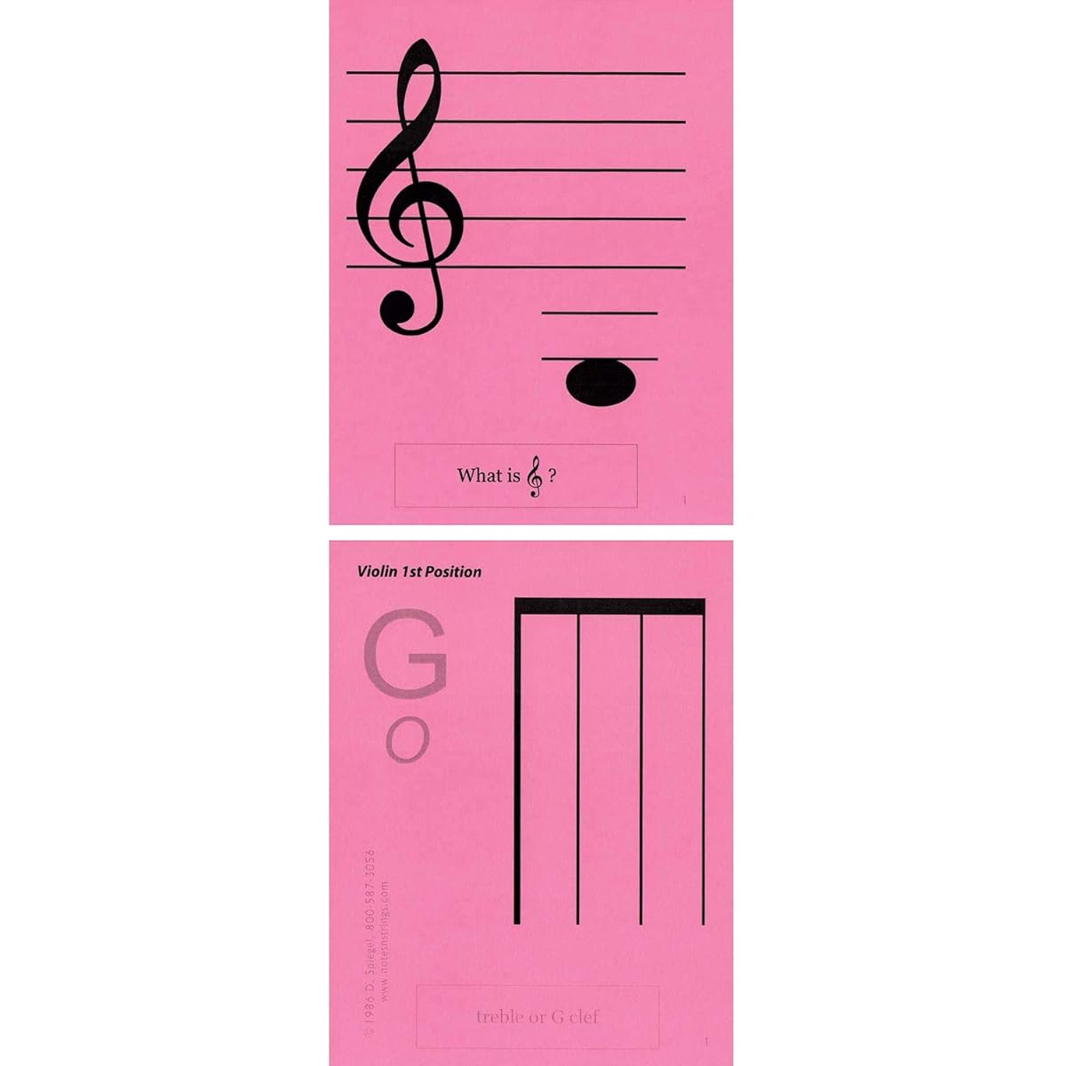 Notes & Strings Violin 1st Position 11cm X14cm Regular Size Laminated Flashcards