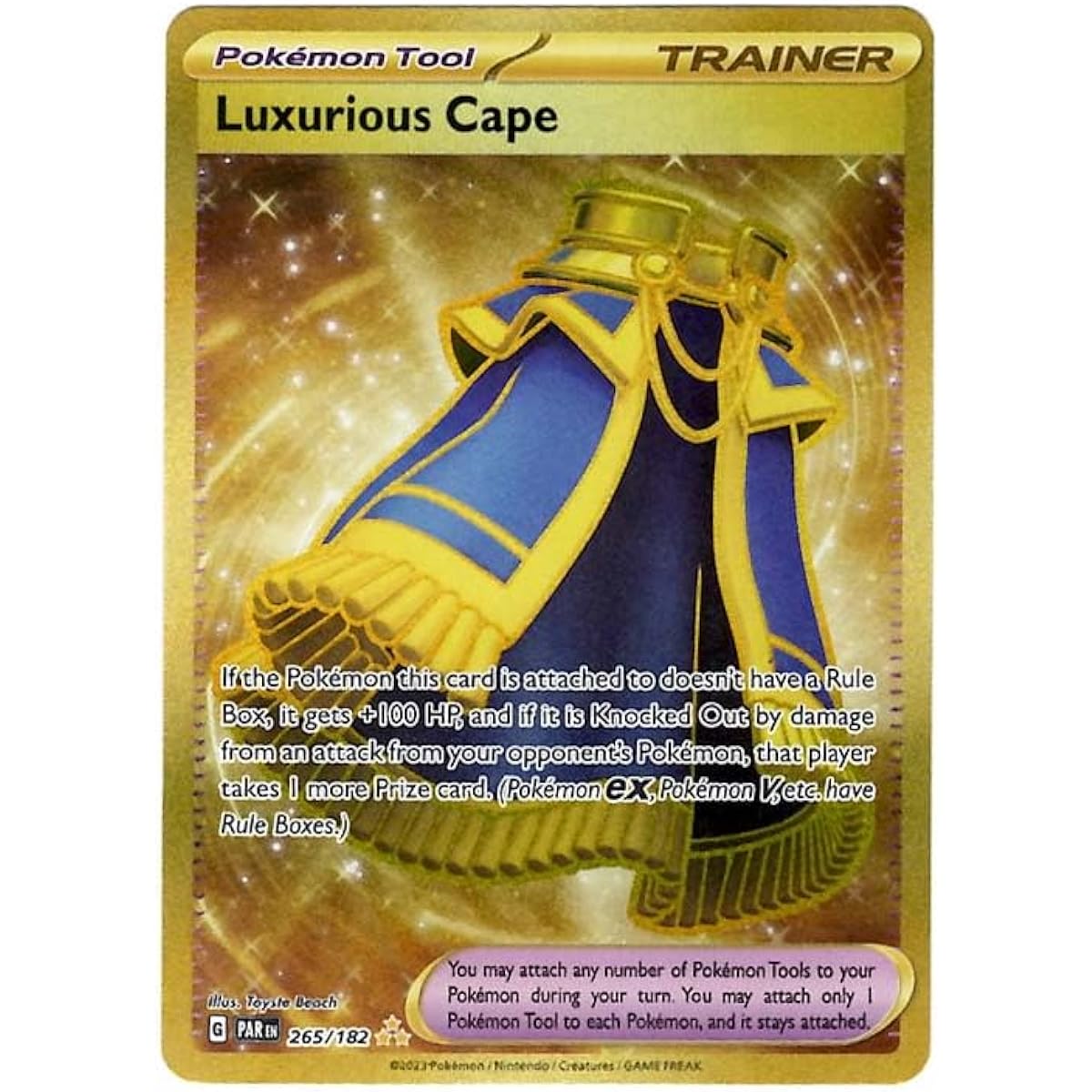 Pokemon Luxury Cape 265/182 Paradox Rift Hyper Rare Gold Foil Single Card