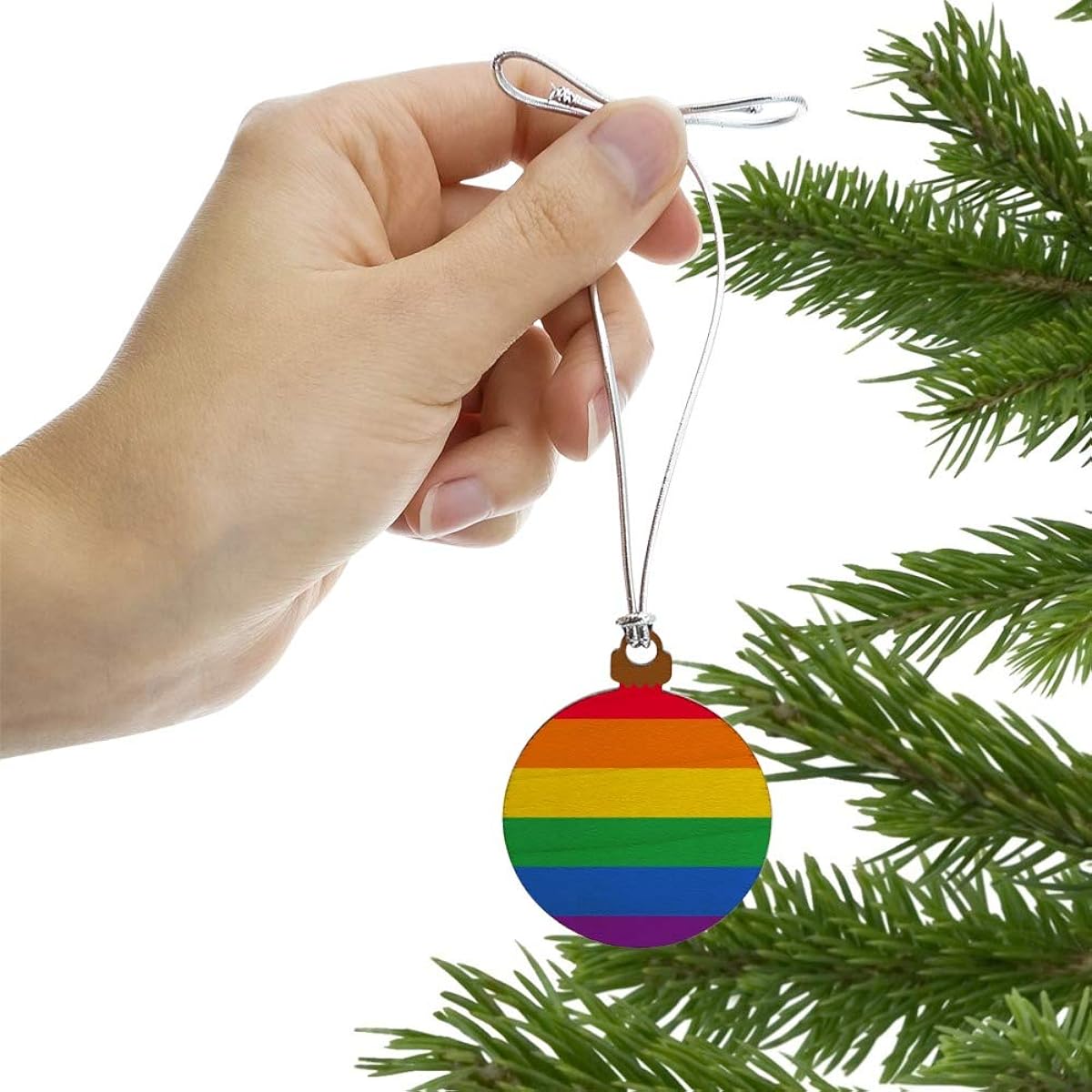 Rainbow Pride Gay Lesbian Contemporary Mini Tiny Small Tree Christmas Tree Holiday Ornament