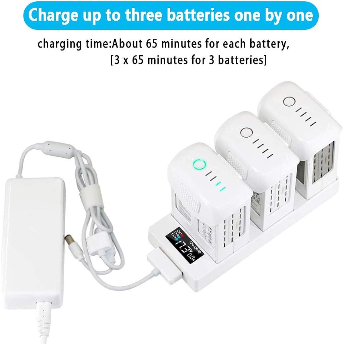 Hanatora Battery Charging Hub for DJI Phantom 4/4 Advanced/4 Pro V2.0/4 Pro Plus Obsidian 3-in-1 Multi-Charger with Charging Indicator LCD Display