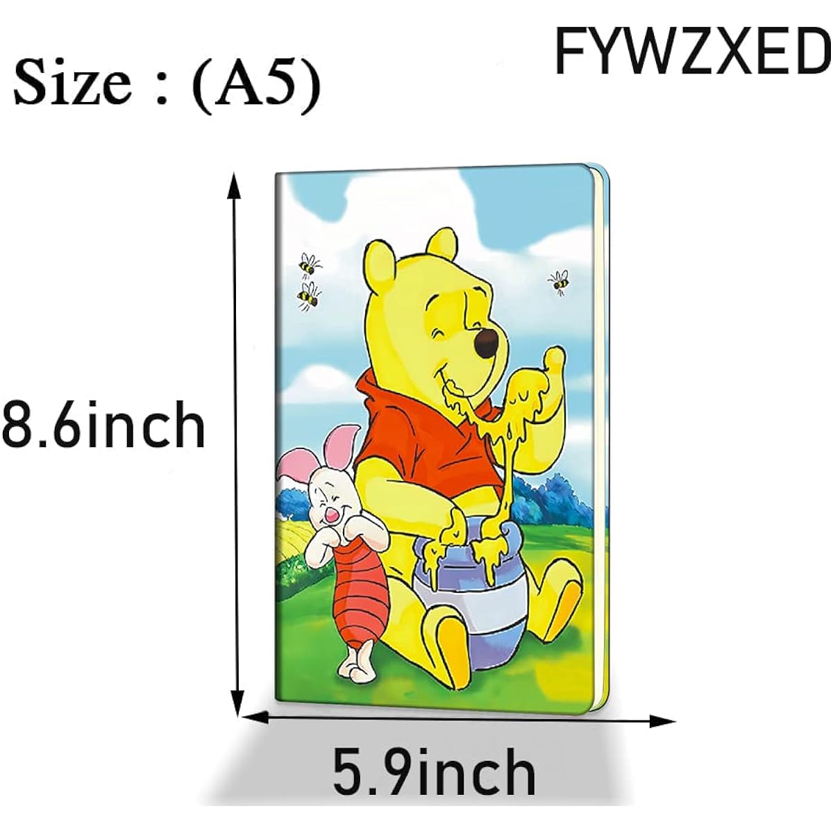 FYWZXED Pooh Bear Leather Notebook Pooh and Piglet for Women Men Cartoon Animation Lover Gifts Friendship Birthday Graduation Gifts for Son Daughter 200 Pages,For School (bear)