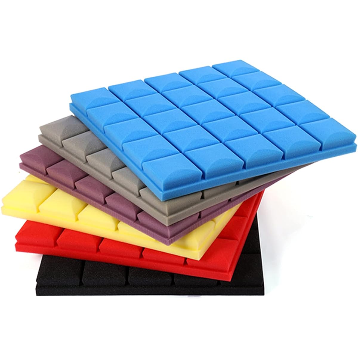 10pcs Acoustic Foam Panels, Square High Density Soundproofing Foam, Self-Adhesive Soundproof Panels, Sound Absorbing Cotton for Wall or Ceiling Decoration (Grey 50*50*3cm) (G