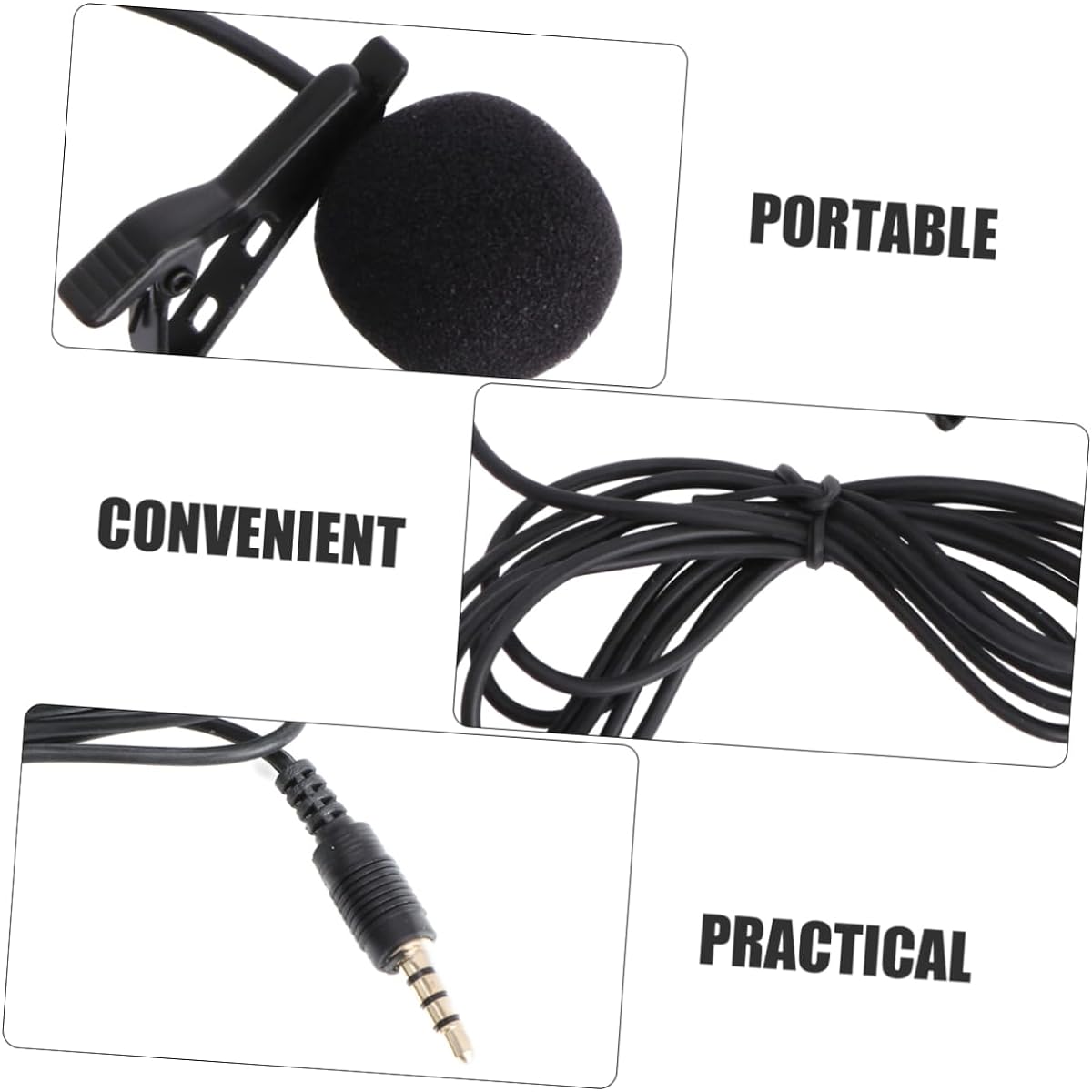 Hemobllo Mini Microphone Portable Clip Lapel Lapel Lapel Condenser Wired Microphone for Mobile Phone Camera Laptop (Black)
