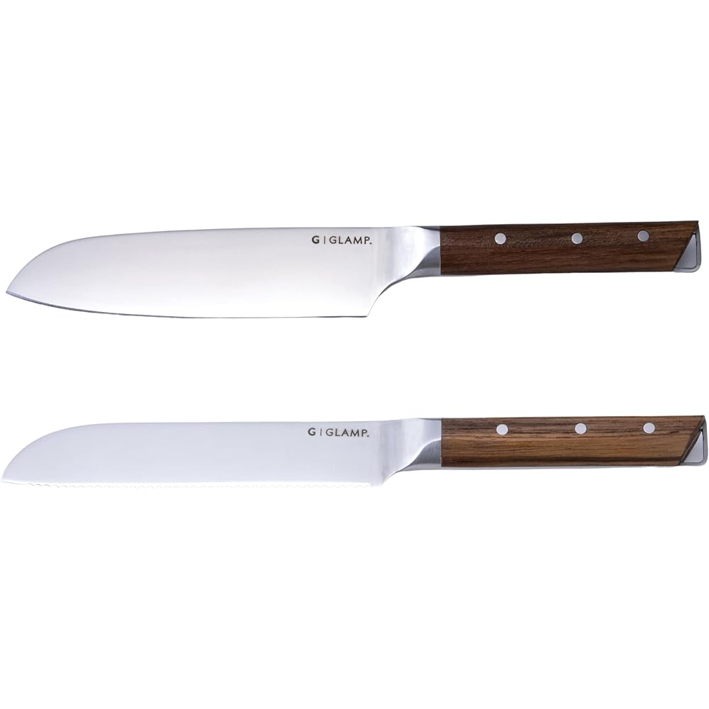 GLAMP. Set of 2 (Santoku + Petty Knife) Compact Knife Santoku Knife Petty Knife 11cm 13cm Made in Japan Domestic Knife Fruit Small Knife Made of Molybdenum Vanadium Steel GL-PTK-11 GL-SAK-13 GL-PS-2