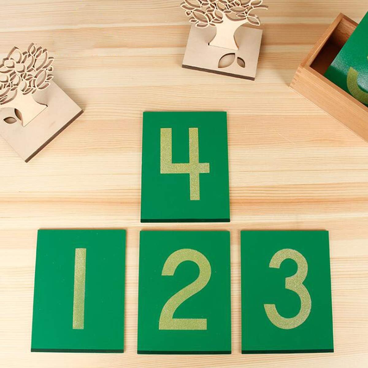 New Sky Enterprises Montessori Sandpaper Numbers Math Materials Wooden Cards with Container Box for Toddlers Kids Early Development Education Aid