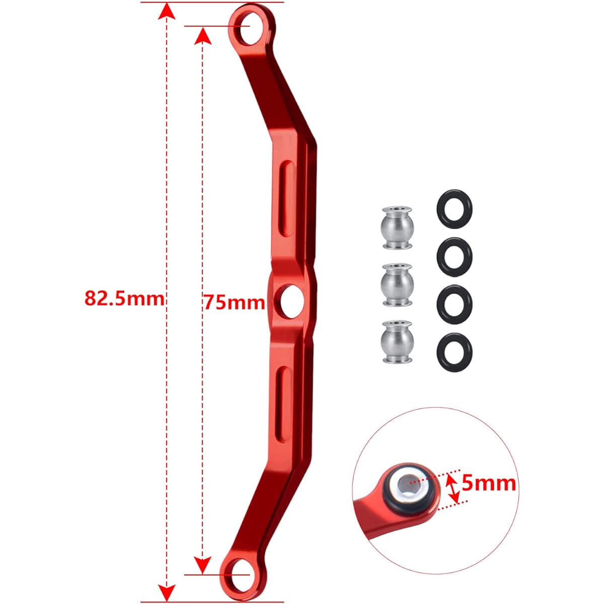 RCLIONS Aluminum Steering Link for 1/18th TRX4M RC Crawler Car Upgrade (Red)