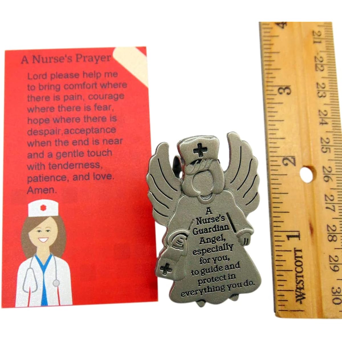 Westmon Works Nurse Visor Clip Guardian Angel Nurse Car Decoration Set with Prayer Card