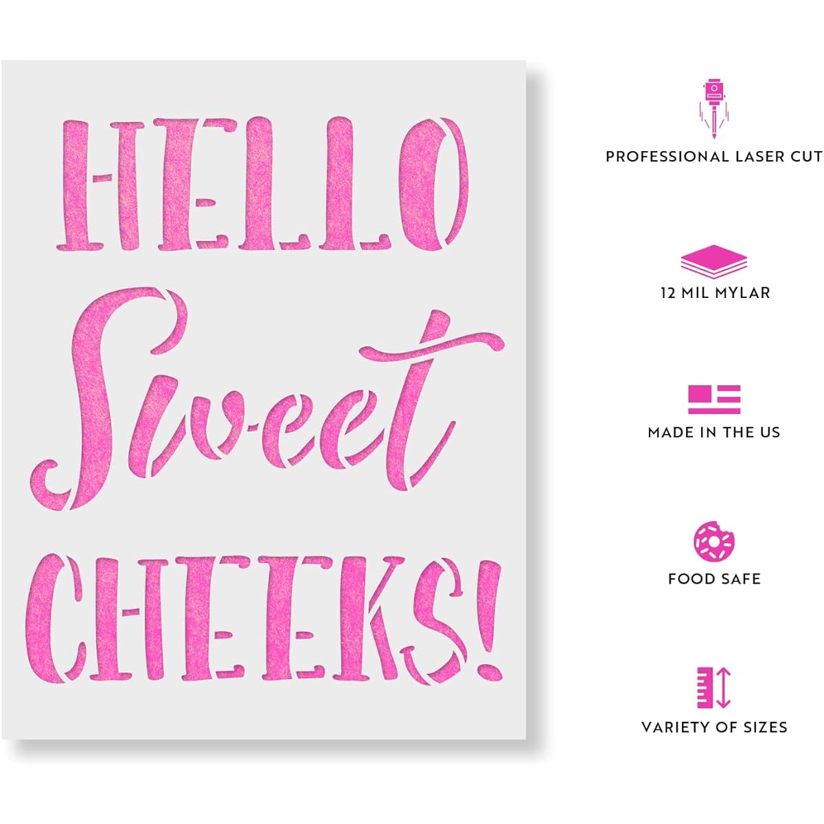 Hello Sweet Cheeks Bathroom Sign Stencil - Reusable Stencil - DIY Hello Sweet Cheeks Bathroom Sign Home Decoration 48"x32" White